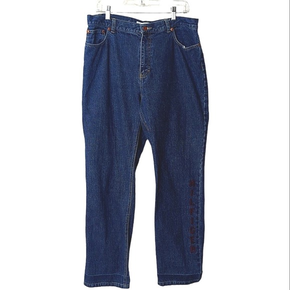 Vintage Tommy Hilfiger Embroidered Logo Wide Straight Leg Rigid Jeans Size 14 - Picture 3 of 6